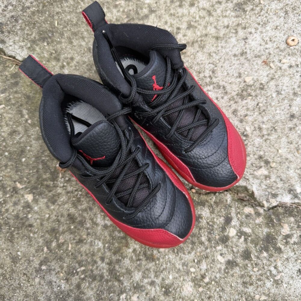 Nike Air Jordan 12 Retro Flu Game TD Toddler 10C Black Red 850000-002 2016
